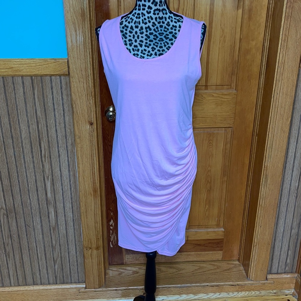 Pink midi maternity dress